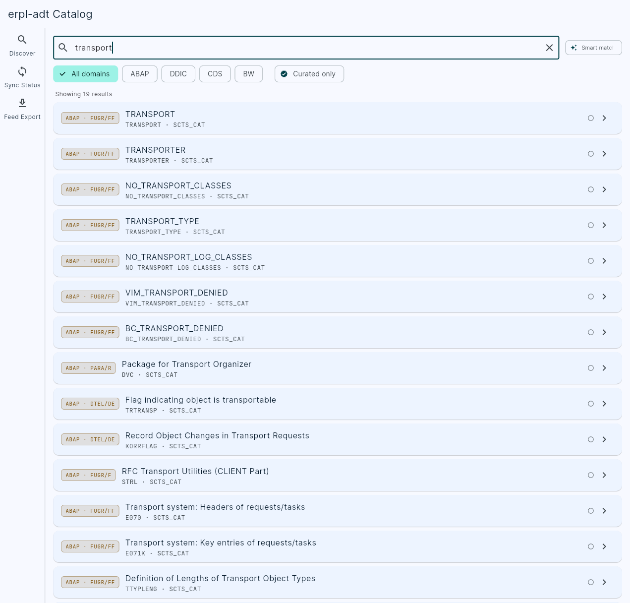 The erpl-adt catalog explorer — search, browse, and lineage over a DuckDB catalog