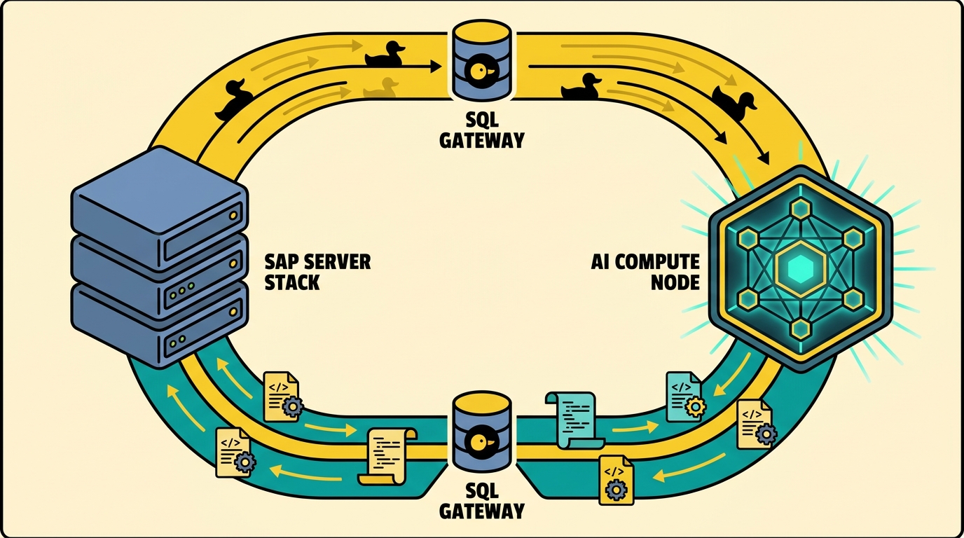 A closed loop between SAP and an AI agent, with arrows flowing both ways