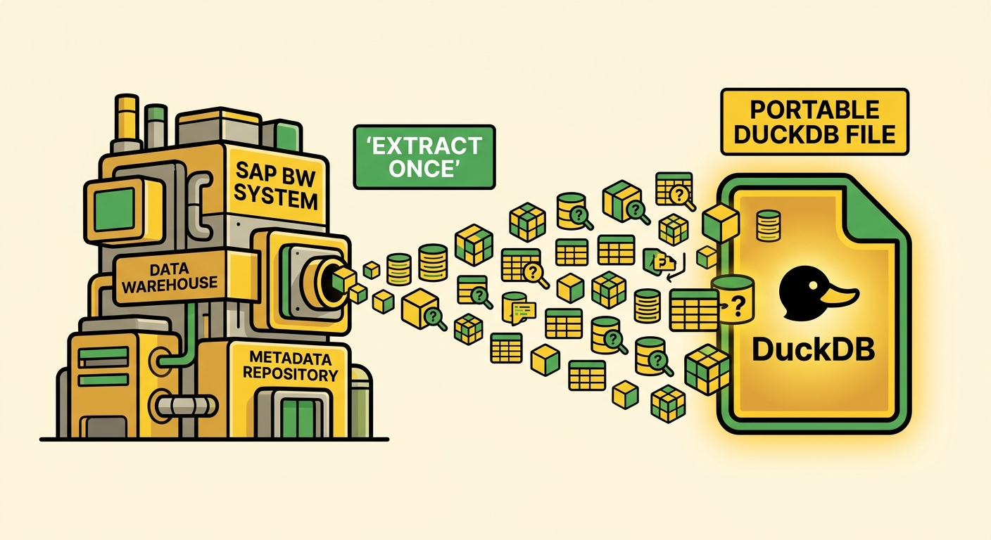 Extracting SAP BW metadata into a single portable DuckDB file.